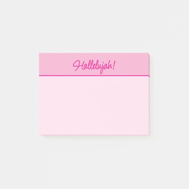 Christian Lady's Pink Hallelujah Minimalist Post-it Notes (Front)