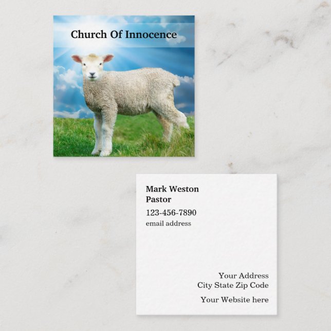 Christian Lamb Nature Theme Square Business Card (Front/Back)
