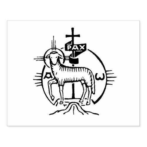 Christian Lamb of God Cross Pax Icon Rubber Stamp