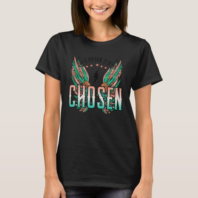 Christian Leopard Eagle Wings Chosen Bible Verse R T-Shirt (Front)