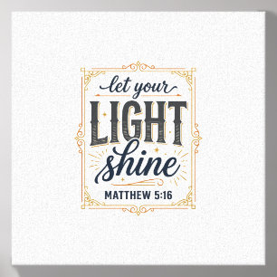 Christian Let Your Light Shine Matthew 5_16 Design Canvas Photo Tile