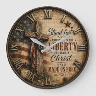 Christian Liberty Galatians 5:1 Bible Verse Large Clock