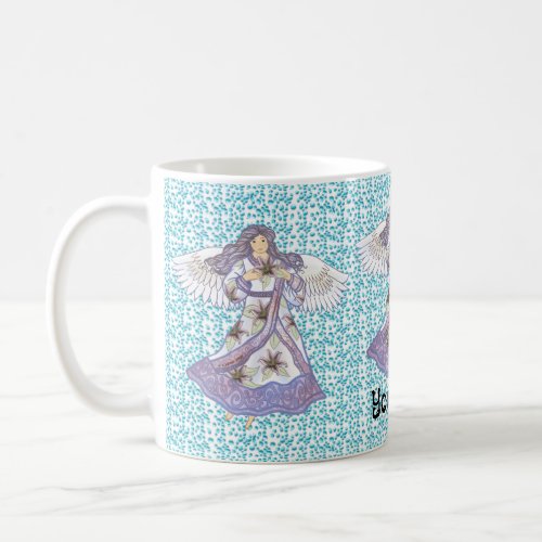 Christian lily flower angel coffee mug