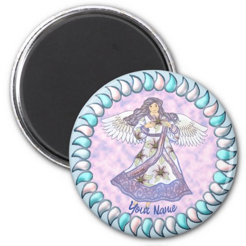Christian lily flower angel custom name magnet