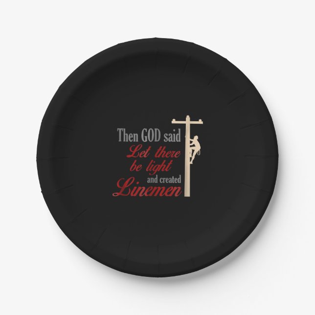 Christian Lineman Best Price Electrician Line Wire Paper Plates (Front)