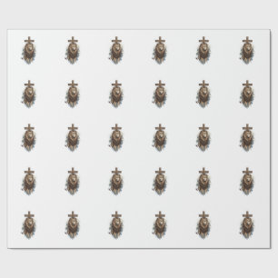Christian Lion and Cross Vintage Wrapping Paper
