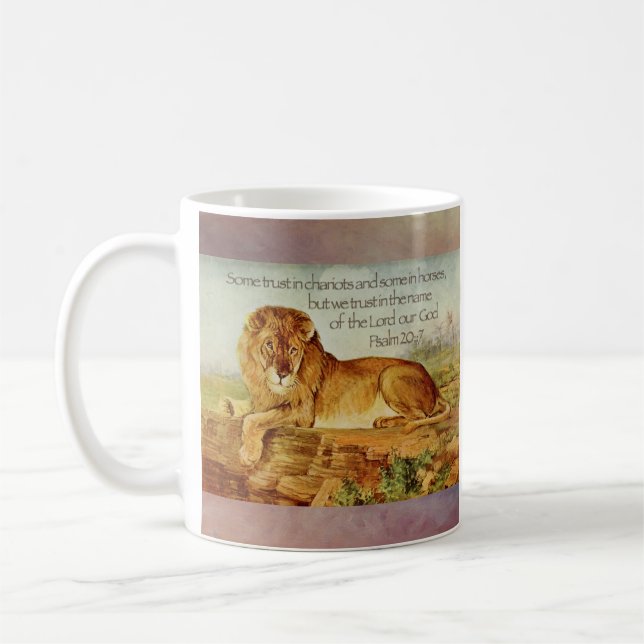 Christian Lion Bible Verse Coffee Mug (Left)