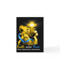 Christian Lion Cross Faith Over Fear Down Syndrome Card