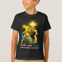 Christian Lion Cross Faith Over Fear Down Syndrome T-Shirt
