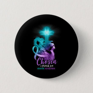Christian Lion Cross Religious Bible Verse Suicide Button
