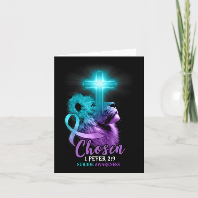Christian Lion Cross Religious Bible Verse Suicide Card (Front)