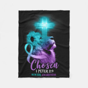 Christian Lion Cross Religious Bible Verse Suicide Fleece Blanket