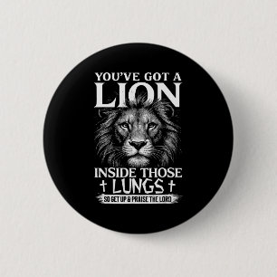 Christian Lion Praise The Lord Worship Faith Button