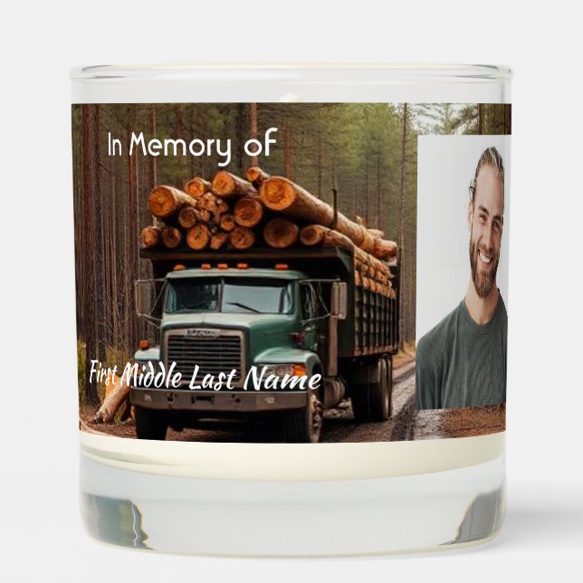 Christian Log Haul Driver Memorial Keepsake  Scented Candle (Front)
