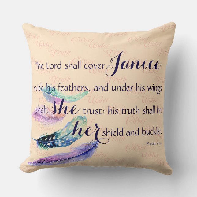 Christian LORD COVER THEE Personalized Prayer Throw Pillow (Front)