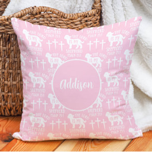 Christian Lord is My Shepherd Pink Personalized Throw Pillow