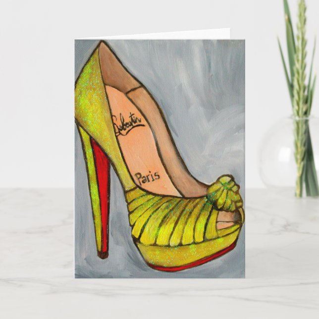 Christian Louboutin Yellow Glitter Red Bottom Heel Card (Front)