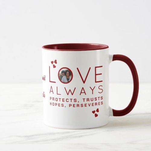 Christian LOVE ALWAYS Photo Valentines Day Mug