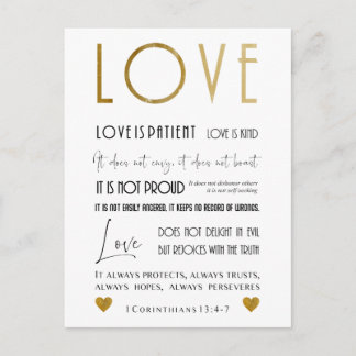 Christian Love Bible verse Typography Chic Postcard