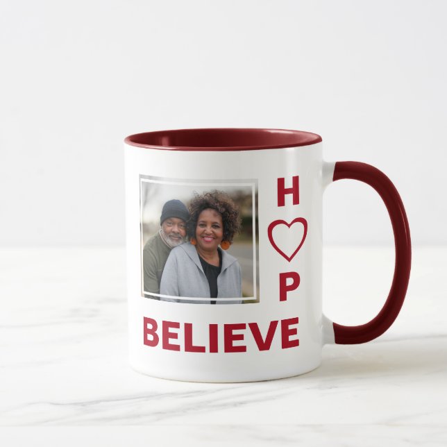 Christian LOVE HOPE BELIEVE Photo Couples Mug (Right)