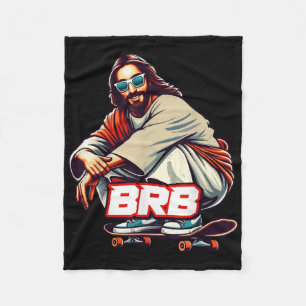 Christian Lover Funny Sport Skateboard Meme Basic Fleece Blanket