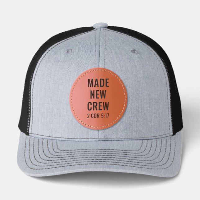 Christian MADE NEW CREW Adult Baptism Leather Patch Hat (Front)