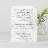Christian Marble Elegant Script Wedding Invitation (Standing Front)