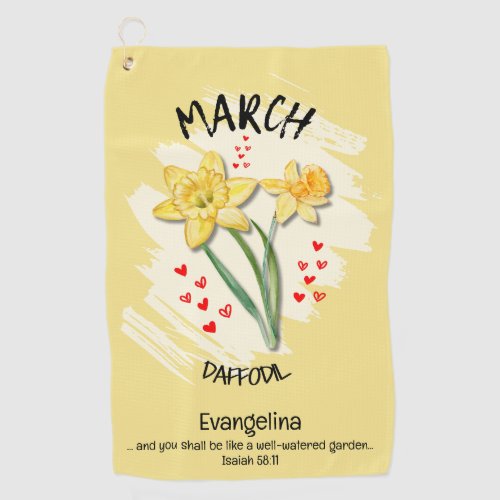 Christian MARCH Birth Month Flower Daffodil Golf Towel