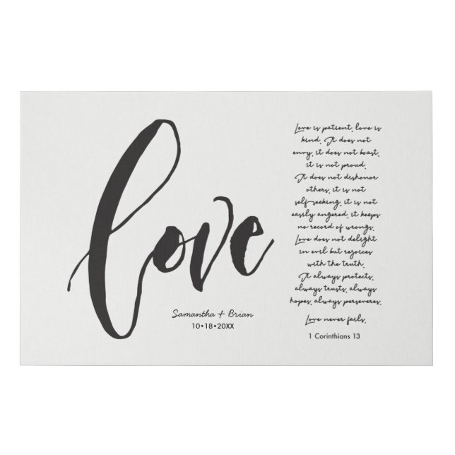 Christian Marriage Love Quote Bible Verse Wedding Faux Canvas Print (Front)