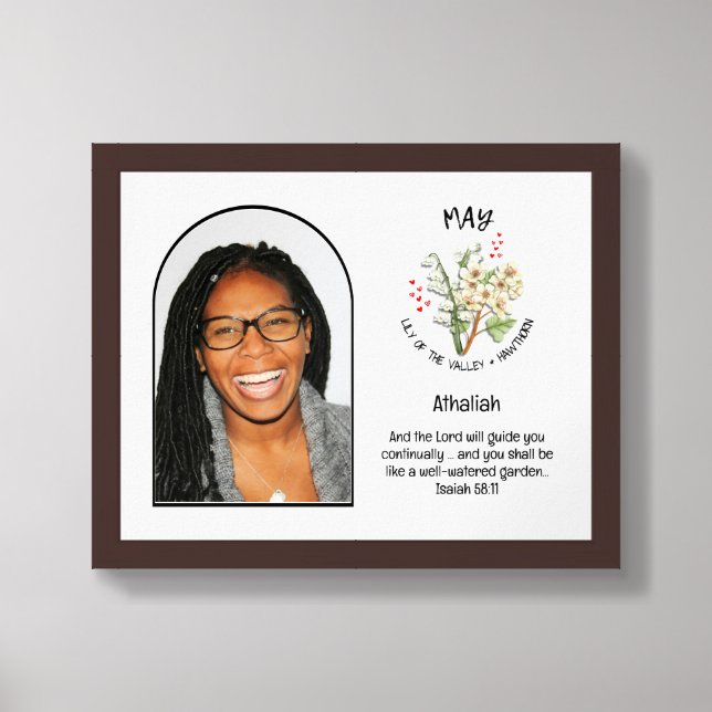 Christian MAY Birth Month Flower NAME PHOTO Framed Art (Framed Front)