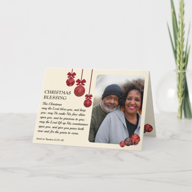 Christian MAY THE LORD BLESS YOU Photo Christmas Holiday Card (Front)
