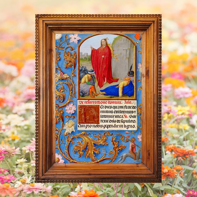 Christian Medieval Resurrection of Jesus Easter Poster (Religious Christian Catholic Medieval Manuscript Resurrection of Jesus Christ is Risen Easter Poster)