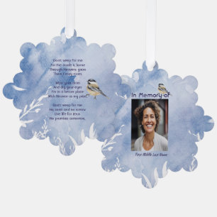 Christian Memorial Chickadee Bird Winter Snow Tree Ornament Card