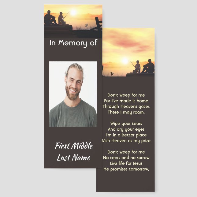 Christian Memorial Father Son Fishing Fisherman Bookmarks (Front & Back)