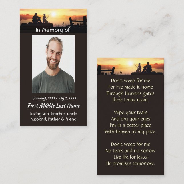 Christian Memorial Father Son Fishing Fisherman Business Card (Front/Back)