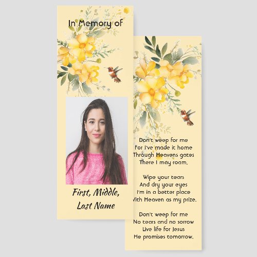 Christian Memorial Hummingbird Yellow Roses