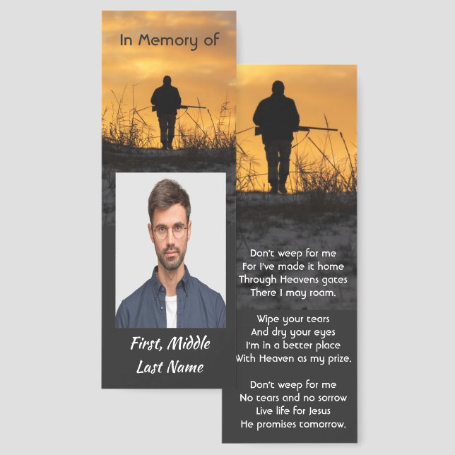 Christian Memorial Hunter Hunting Stalking Game Bookmarks (Front & Back)