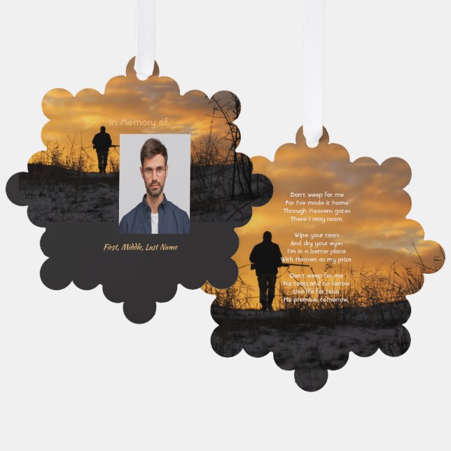 Christian Memorial  Hunter Hunting Stalking Game  Ornament Card (Front/Back)