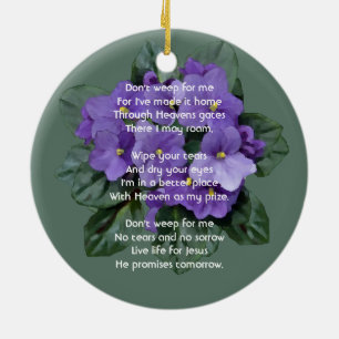 Christian Memorial Keepsake African Violet Ceramic Ornament