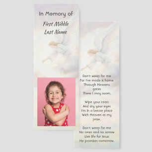 Christian Memorial Keepsake Angel Sky Clouds Bookmarks