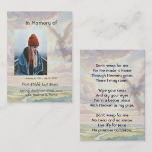 Christian Memorial Keepsake Angel Sky Clouds Business Card