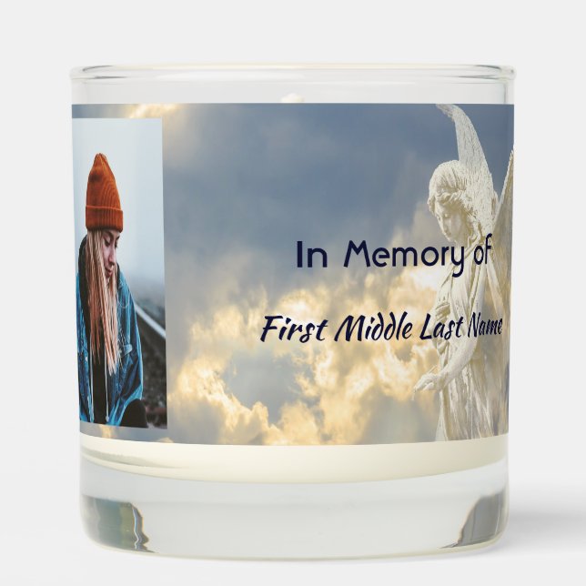 Christian Memorial Keepsake Angel Sky Clouds Scented Candle (Front)