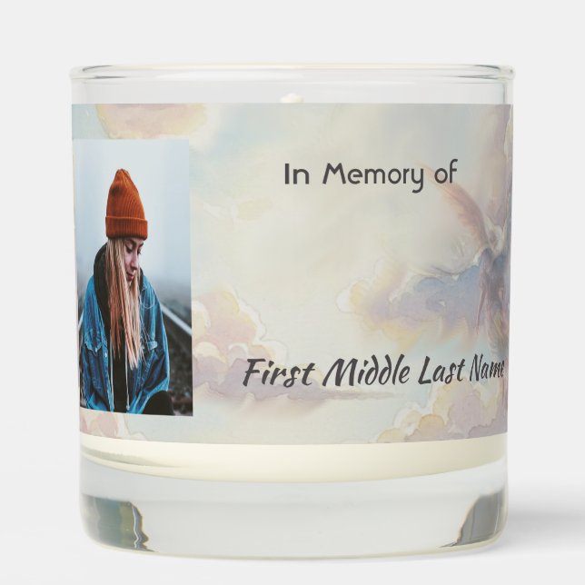 Christian Memorial Keepsake Angel Sky Clouds Scented Candle (Front)