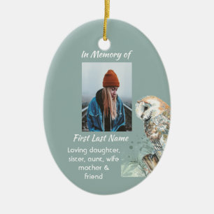 Christian Memorial Keepsake Barn Owl Bird Ceramic Ornament