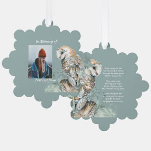 Christian Memorial Keepsake Barn Owl Bird Ornament Card