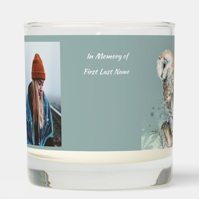 Christian Memorial Keepsake Barn Owl Bird Scented Candle (Front)