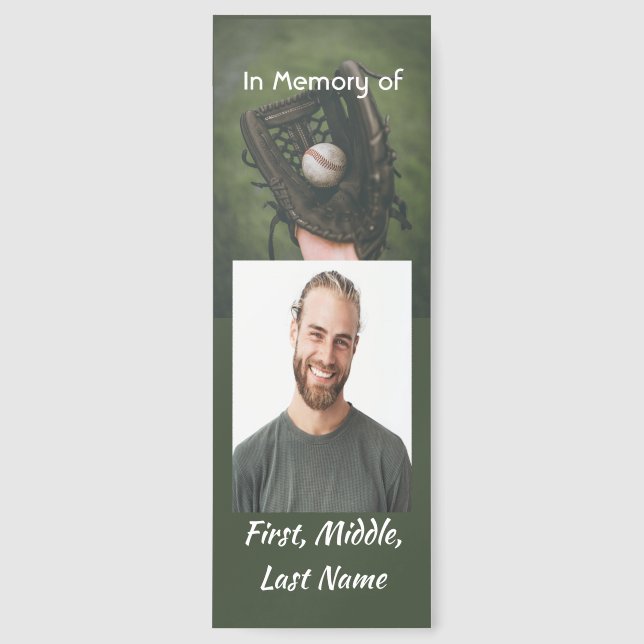 Christian Memorial Keepsake Baseball Game Player Bookmarks (Front)