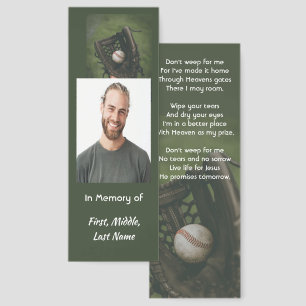 Christian Memorial Keepsake Baseball Game Player Bookmarks