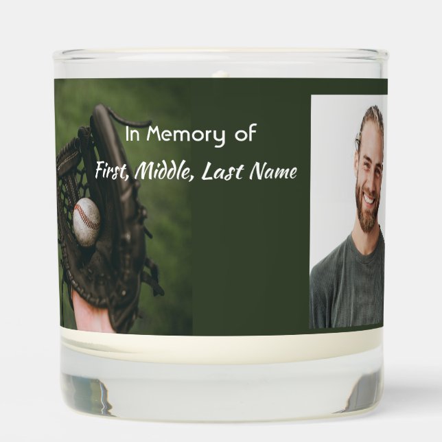 Christian Memorial Keepsake Baseball Game Player  Scented Candle (Front)
