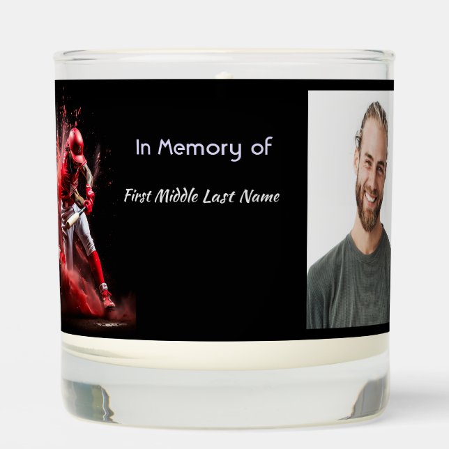 Christian Memorial Keepsake Baseball Softball  Scented Candle (Front)